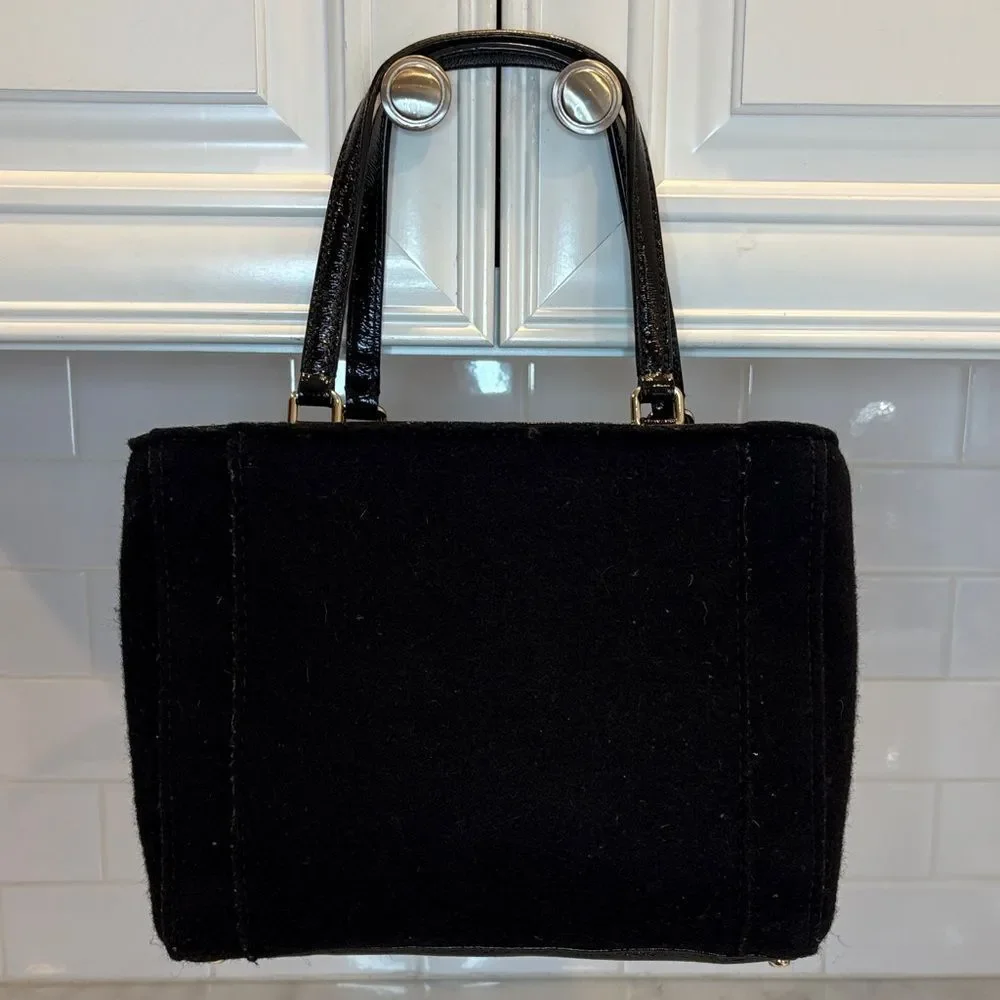 Kate Spade Purse Handbag Quinn Beantown Wool Button Satchel Pocketbook